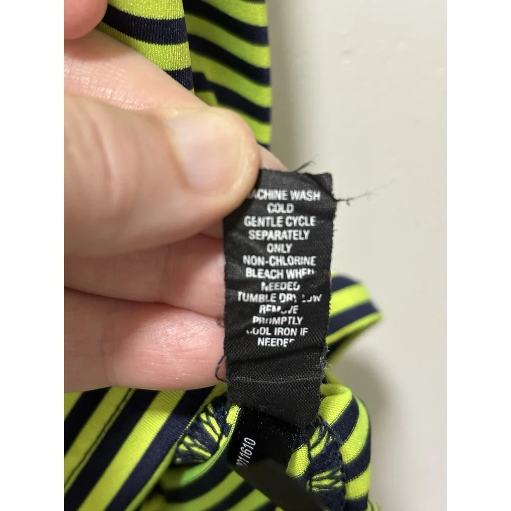RLX Ralph Lauren Polo Golf Shirt XXL Lime Grn/Navy Striped Performance Mens 2XL